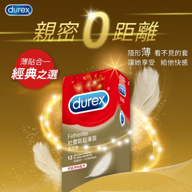 【Durex 杜蕾斯】超薄裝衛生套1盒(12入 保險套/衛生套/避孕套/安全套/避孕/避孕套/保險套推薦)