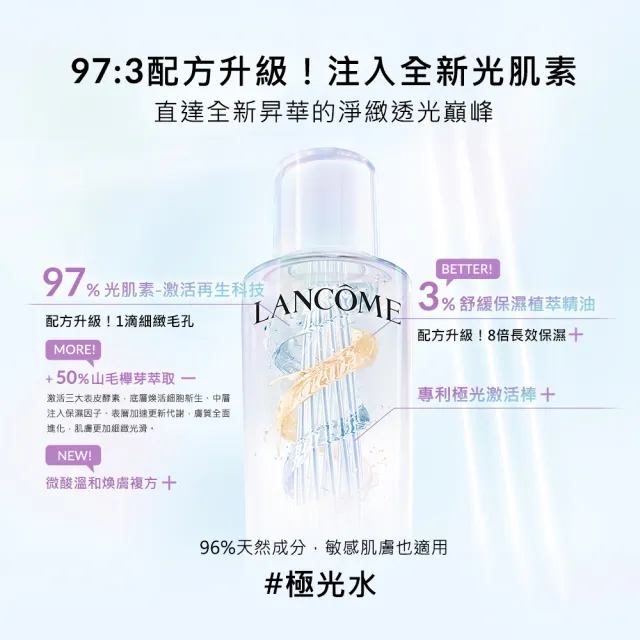 【LANCOME 蘭蔻】官方直營 極光肌因雙星組(LANCOME/小黑瓶PRO/超極限肌因/超級極光水/超極光/雙入組)