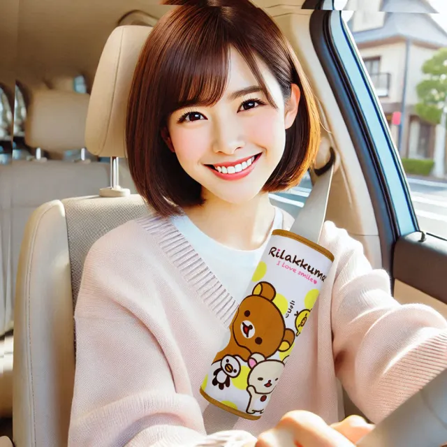 【Rilakkuma 拉拉熊】大安全帶護套/靠枕 (微笑款) 台灣製