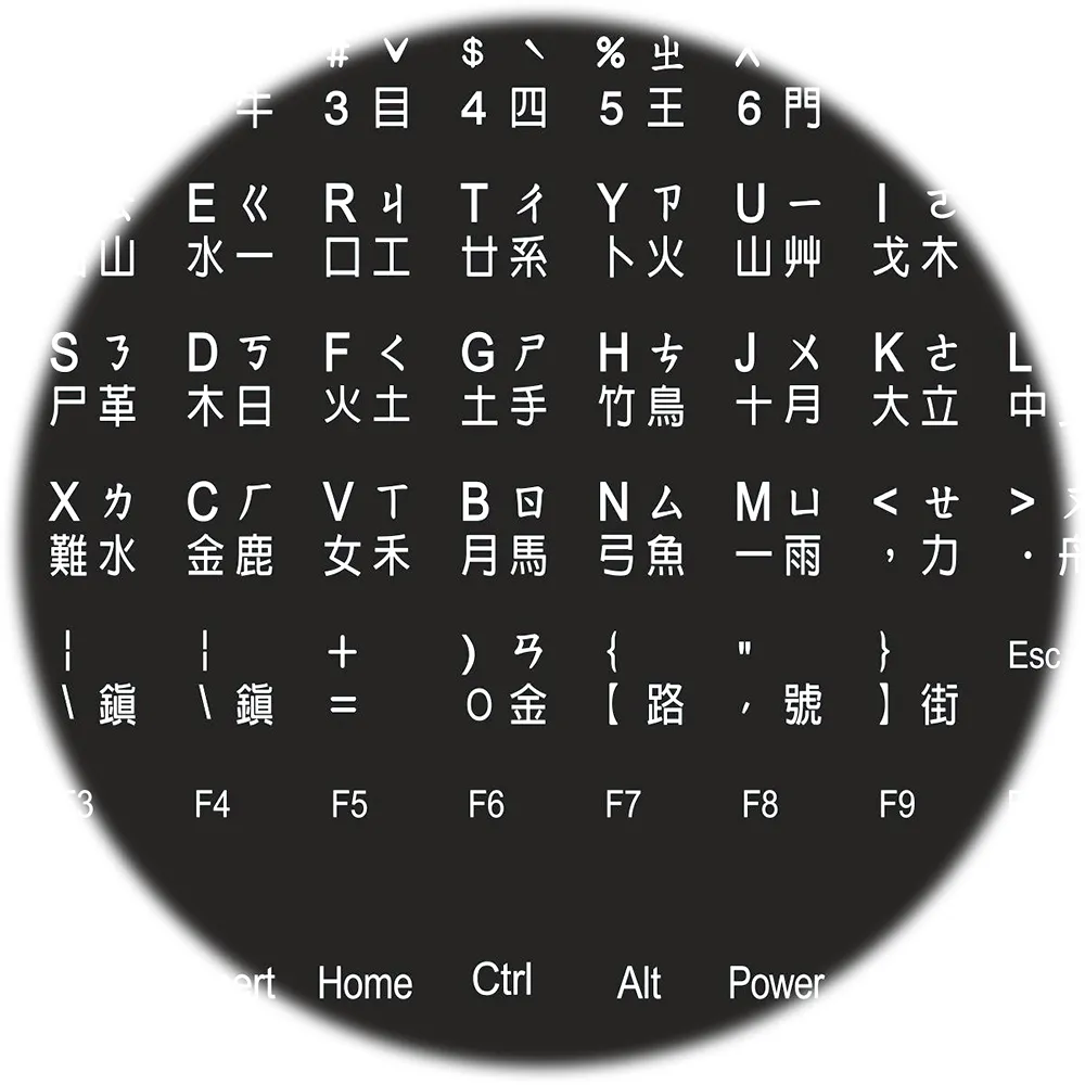【Fujiei】2入組~中英文黑底白字電腦鍵盤專用貼紙(英文+大易+倉頡+注音PQ0064)