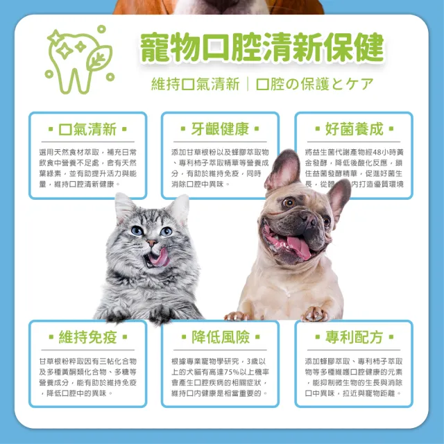 【PETS PLANET 毛孩星球】口腔清新護理保健粉(30包/盒) 蜂膠萃取物+柿子萃取物+酵母維他命B群+口腔益生菌