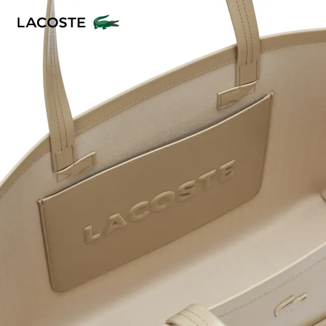 【LACOSTE】包款-大款 Lite Glossy 經典都會托特包(卡其色)
