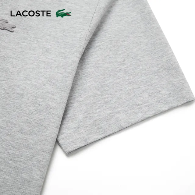 【LACOSTE】男款-基本款素色圓領短袖T恤(灰色)