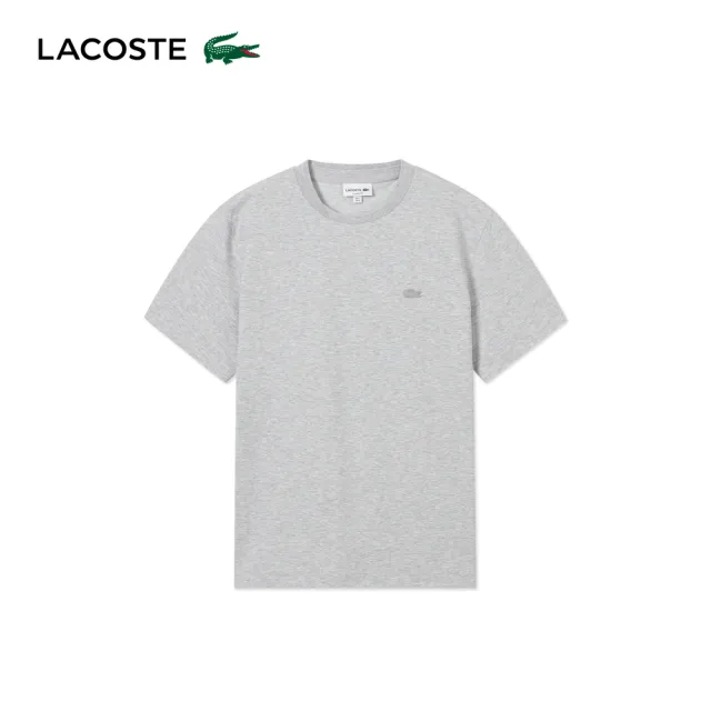 【LACOSTE】男款-基本款素色圓領短袖T恤(灰色)