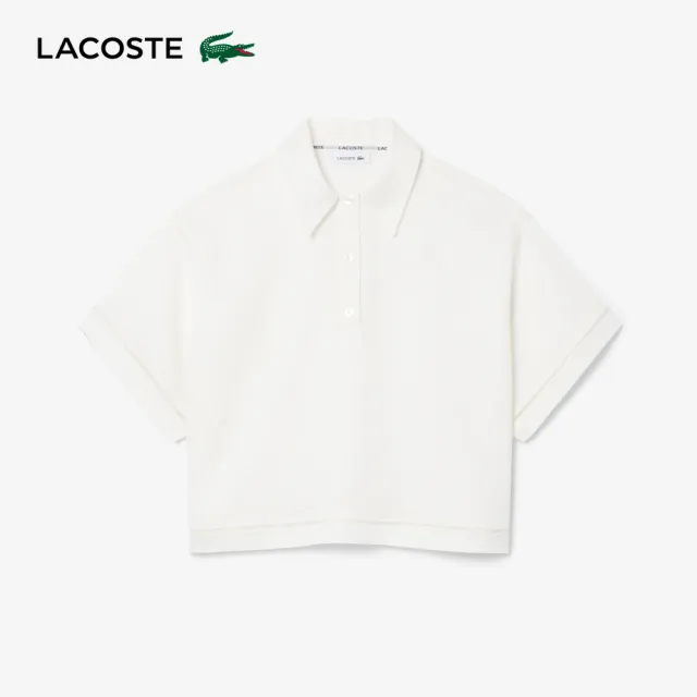 【LACOSTE】女款-摩登比例短版寬鬆短袖 Polo 衫(白色)