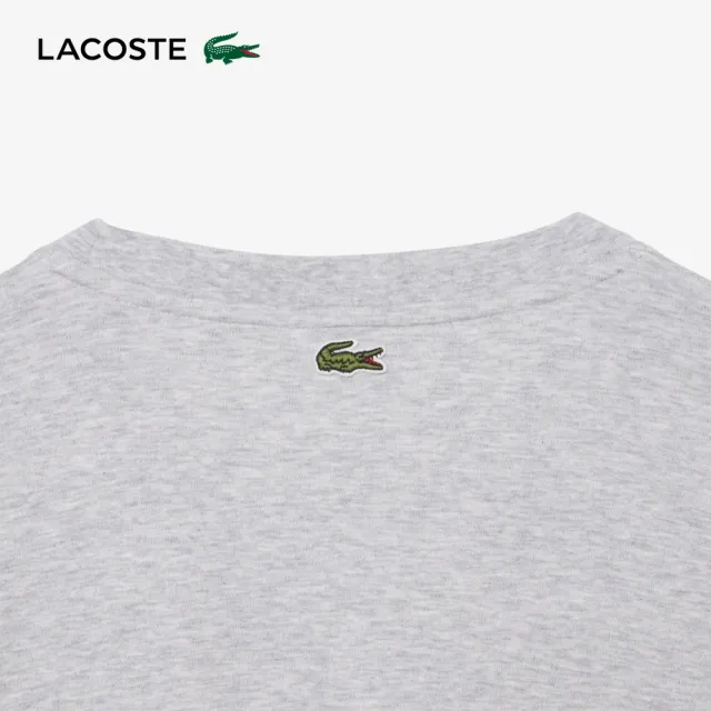 【LACOSTE】女款-休閒風 TENNIS 字母刺繡短袖T(灰色)