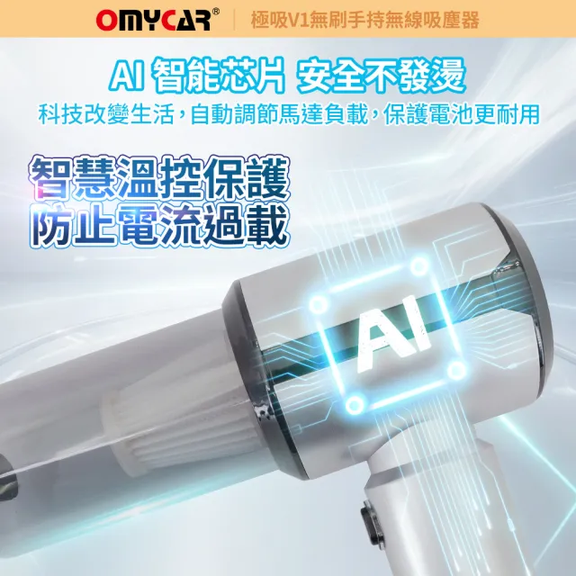 OMyCar 極吸V1無刷手持無線吸塵器-快 (國家認證 一年保固) 無線吸塵器 無刷電機