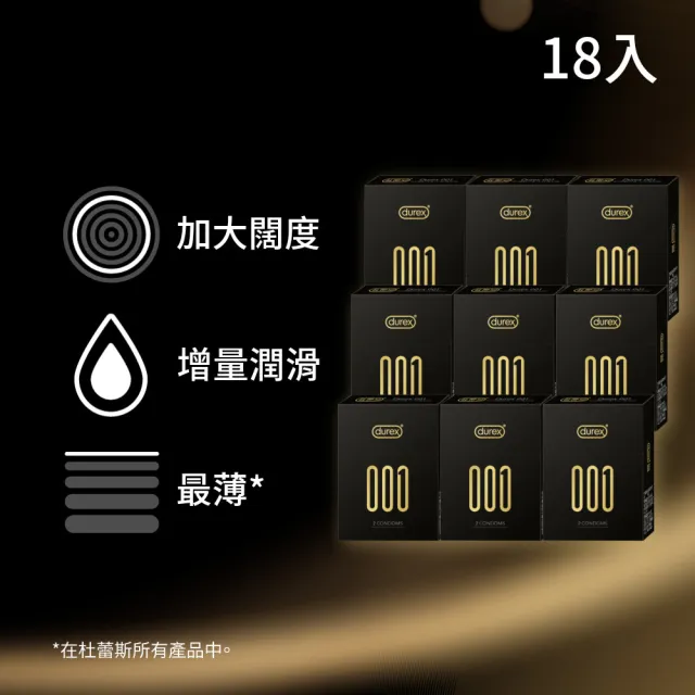 【Durex 杜蕾斯】001水性PU衛生套標準裝9盒(共18入 保險套/衛生套/避孕套/安全套/避孕/保險套推薦)