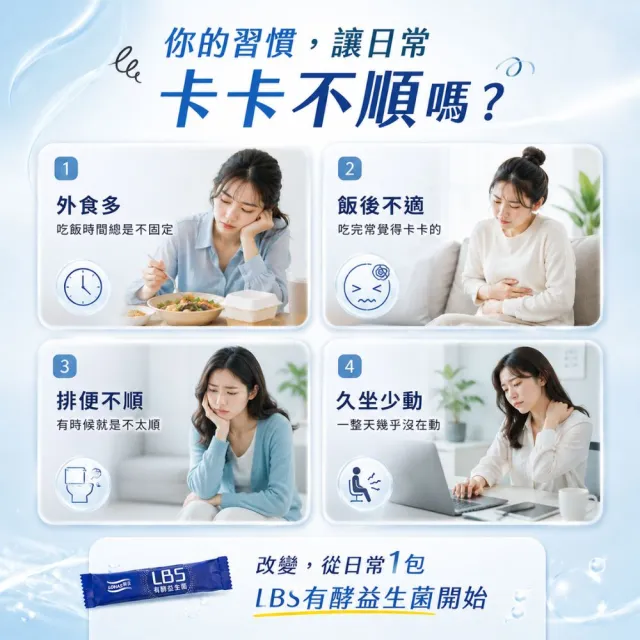 【LOHAS 優活】LBS有酵益生菌 3g*30包/盒 3入組(幫助消化、排便順暢)