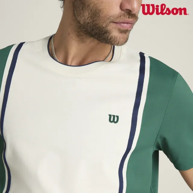 【WILSON】Emerson Tee Sandrift Field Green 男款 服飾 短袖T恤 白色/田園綠 WN00019W002001