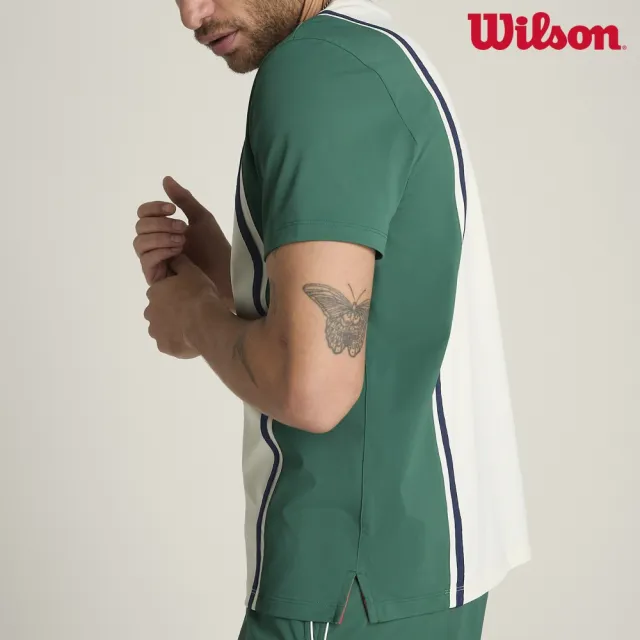 【WILSON】Emerson Tee Sandrift Field Green 男款 服飾 短袖T恤 白色/田園綠 WN00019W002001