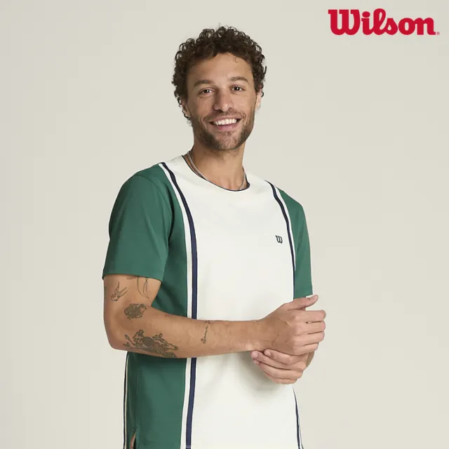 【WILSON】Emerson Tee Sandrift Field Green 男款 服飾 短袖T恤 白色/田園綠 WN00019W002001