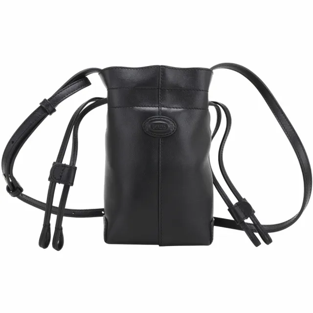 【TOD’S】TODS Di Bag Micro 小牛皮抽繩斜背水桶包-黑色(義大利手工皮革)