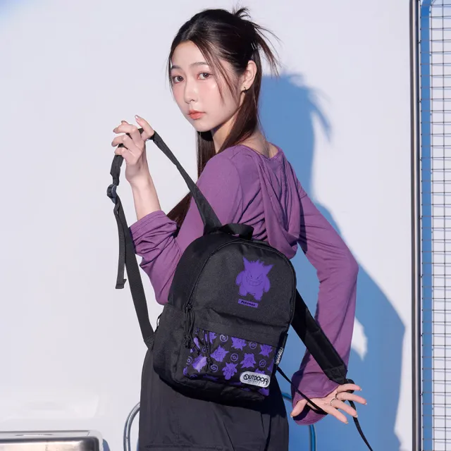 【OUTDOOR】寶可夢Pokemon-耿鬼後背包-小-黑色 ODGO23P02BK