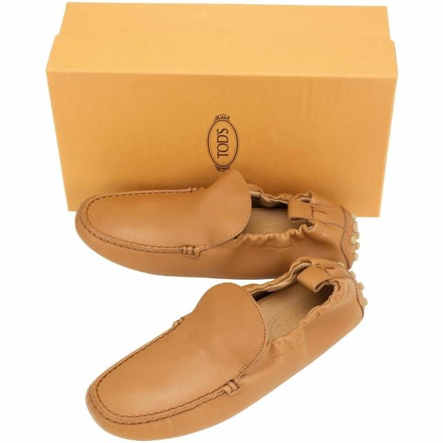 【TOD’S】Glove Gommino 壓紋柔軟小牛皮鬆緊帶豆豆鞋-女鞋 棕色