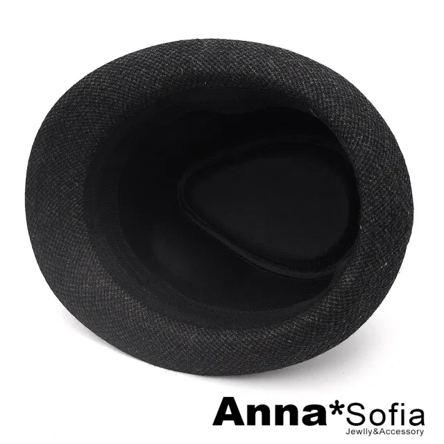 【AnnaSofia】紳士帽爵士帽禮帽-細璇紋騰 現貨(墨黑系)