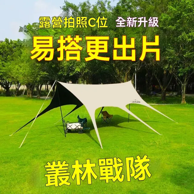 玖月奇跡 天幕帳篷 22平方米銀膠2.6米撐桿 戶外天幕 防曬帳篷 防雨黑膠天幕 帳篷 天幕 預購12天