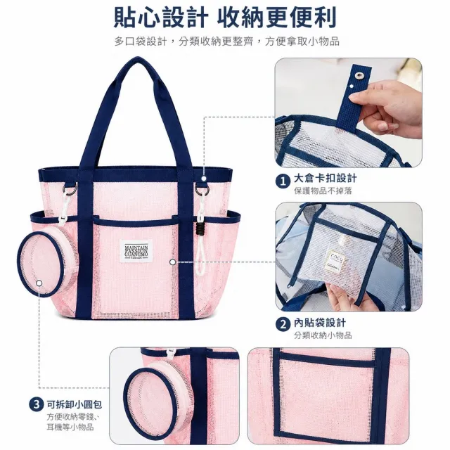 【bebehome】時尚大容量透明分隔防水袋 沙灘袋 游泳包 沙灘包 收納包