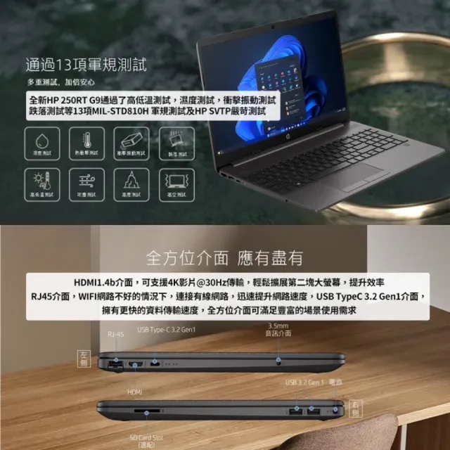 【HP 惠普】M365★15.6吋 N150 商務筆電(250RT G9/N150/8G/256G SSD/無作業系統)