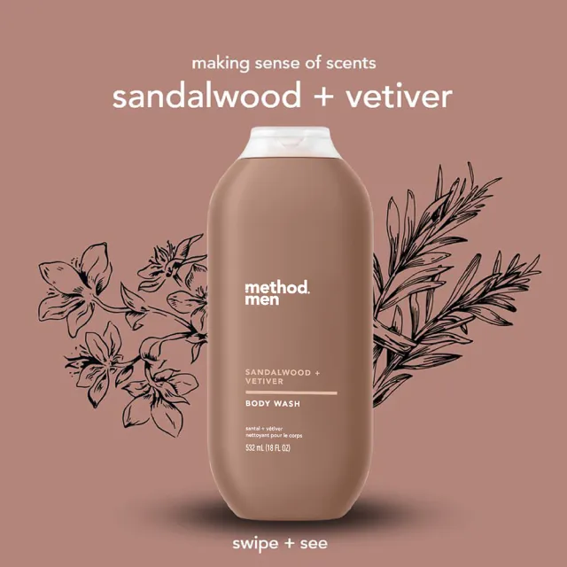 【method 美則】男仕潔膚露-檀香岩蘭草532ml(沐浴乳 冒險 自信 中性)