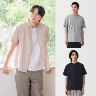 【MUJI 無印良品】男天竺圓領短袖T恤(白色/灰色/黑色/暗藍/粉米/淺綠/煙燻藍/深藍/卡其綠/煙燻棕)