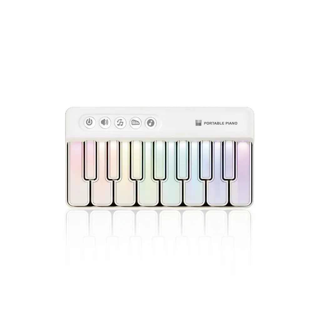 Konix】掌上口袋琴K8047-白色(迷你電子琴學習電子琴兒童音樂玩具七彩