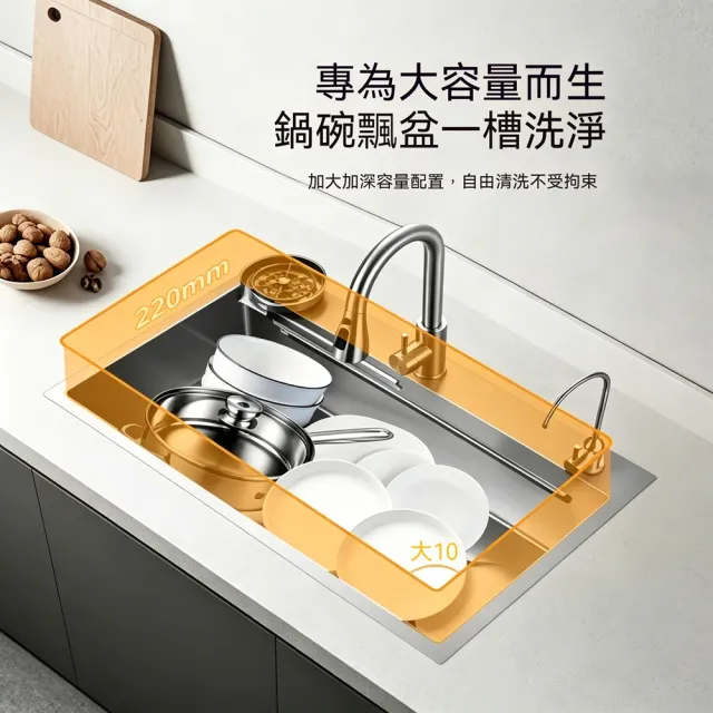 悅BU 不鏽鋼水槽 60*45套餐B洗菜盆大單槽台中盆 加厚洗菜池壓紋水盆（水槽/洗菜池）