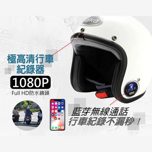 【X-BIKE】限時體驗價-單行車紀錄功能 台灣製 隱裝式FHD極廣角復古安全帽(含鏡片、電池、充電器、記憶卡)