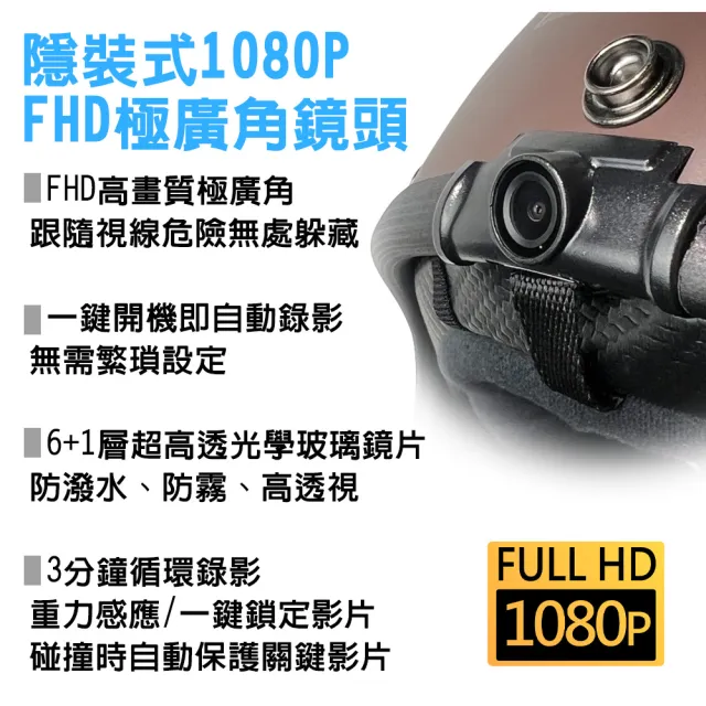 【VEKO】限時體驗價-單行車紀錄功能 台灣製 隱裝式FHD極廣角復古安全帽(含鏡片、電池、充電器、記憶卡)