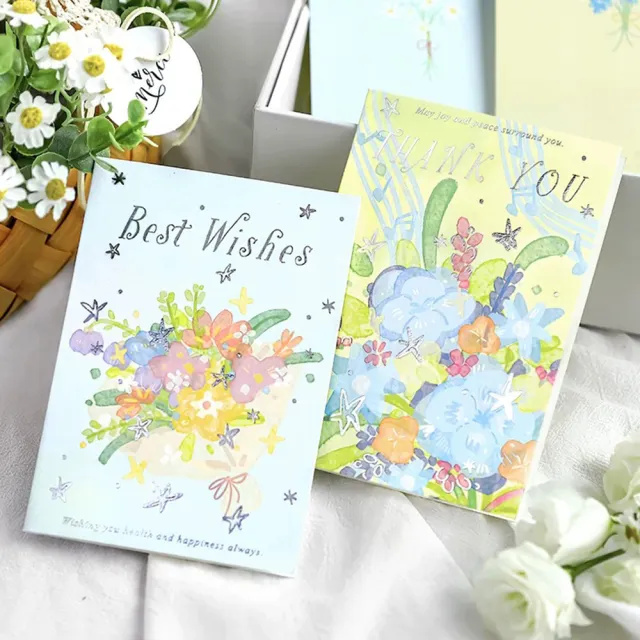 【德德小品集】韓系燙銀祝福卡 枝間花藝手寫卡片 附信封生日卡 感謝卡 畢業卡 禮物水彩花卉 婚禮 教師節