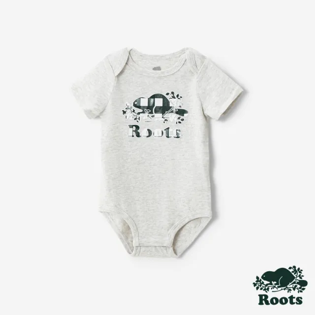 【Roots】Roots 嬰兒-PICNIC 包屁衣(白麻灰)