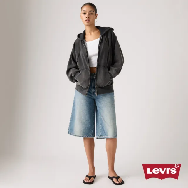 【LEVIS】ROSE朴彩英同款 復古寬鬆拉鍊連帽外套 / 黑  女生上衣 人氣新品 00ATW-0000
