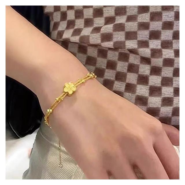 【HERA 赫拉】沙金梅花雙層手鍊 H115050803(沙金 梅花 雙層 手鍊)
