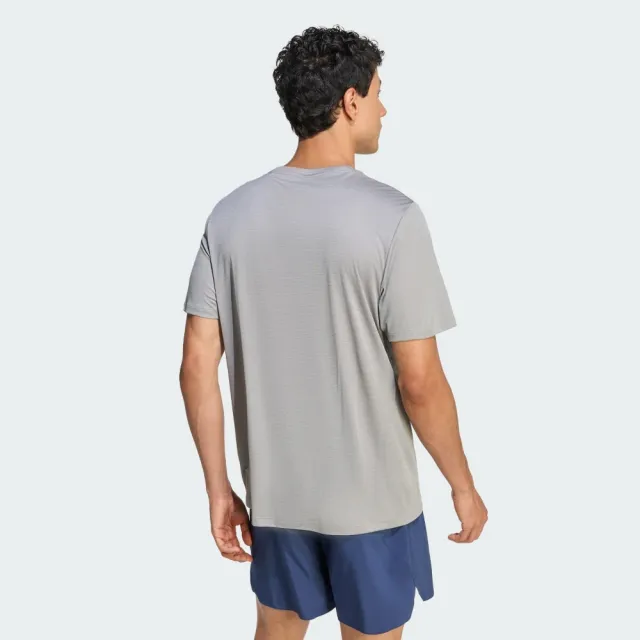 【adidas 愛迪達】短袖上衣 男 訓練 慢跑 吸濕排汗 亞規 RUN ESS TEE M 灰 KB5961