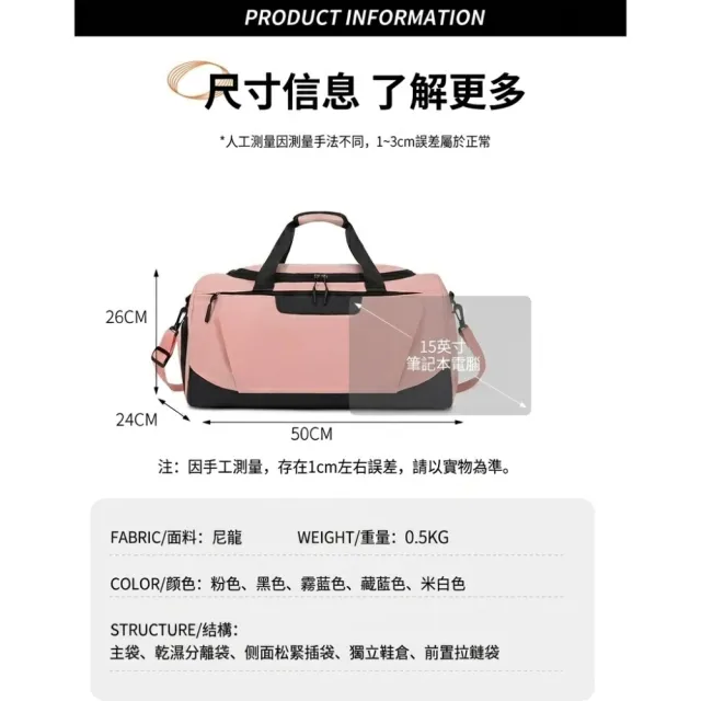 【RoLife 簡約生活】雙11 旅遊行李運動包(手提包/側背包/旅行包/健身/大容量/旅行袋/乾濕分離/行李