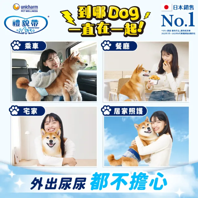 【Unicharm Pet 禮貌帶】犬用禮貌帶/生理褲SSS-LL(狗尿布/公母狗)