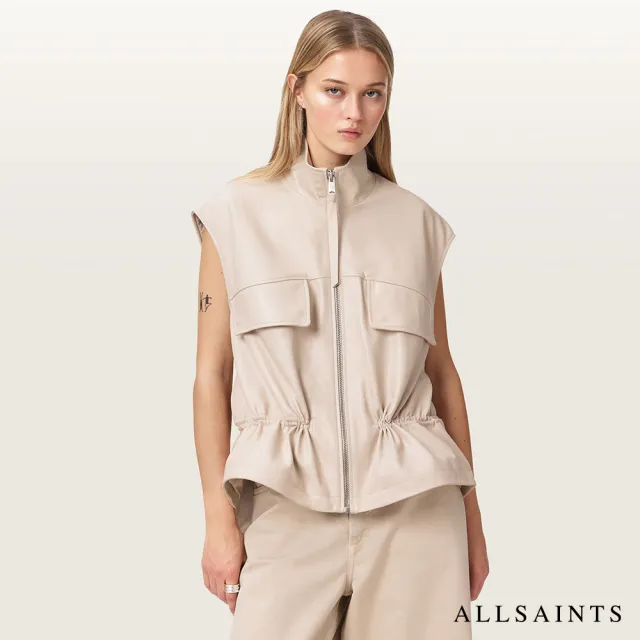 【ALLSAINTS】FLOR 寬鬆羊皮背心-白 W095LE(寬鬆版型)
