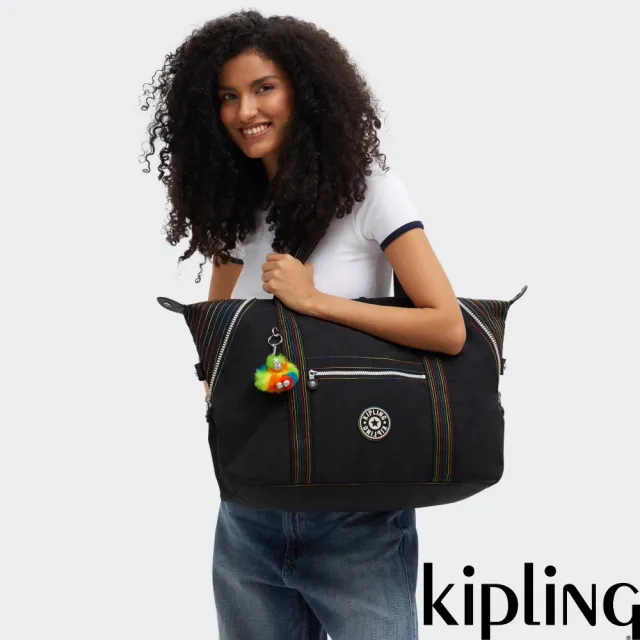 【KIPLING】霓虹黑拉桿旅行袋-ART M