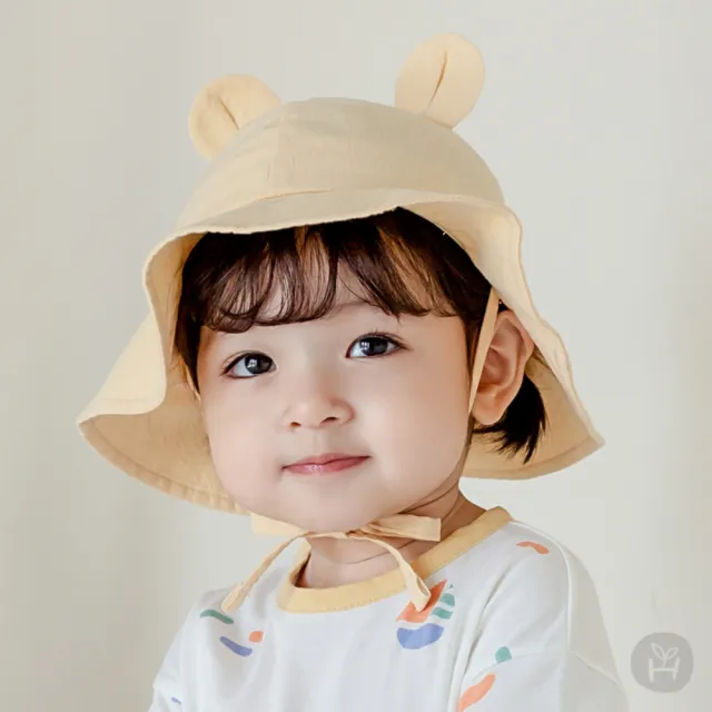 【Happy Prince】韓國製 Babyboo立體耳朵純棉嬰兒童遮陽帽(寶寶防曬漁夫帽繫帶防掉)