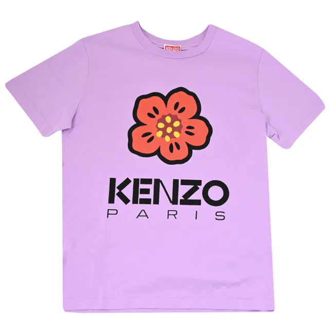 【KENZO】品牌LOGO海棠花標誌素面棉質短T恤(紫)