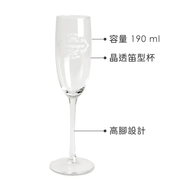 【EXCELSA】義大利 文飾香檳杯6入 190ml / 調酒杯 雞尾酒杯