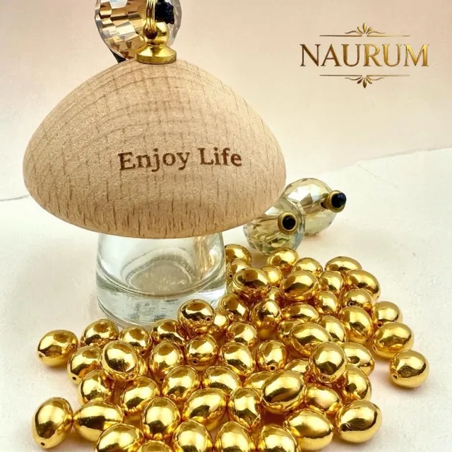 (NAURUM)黃金金豆純金黃金蛋0.05錢3入組附贈精美收納菇菇瓶