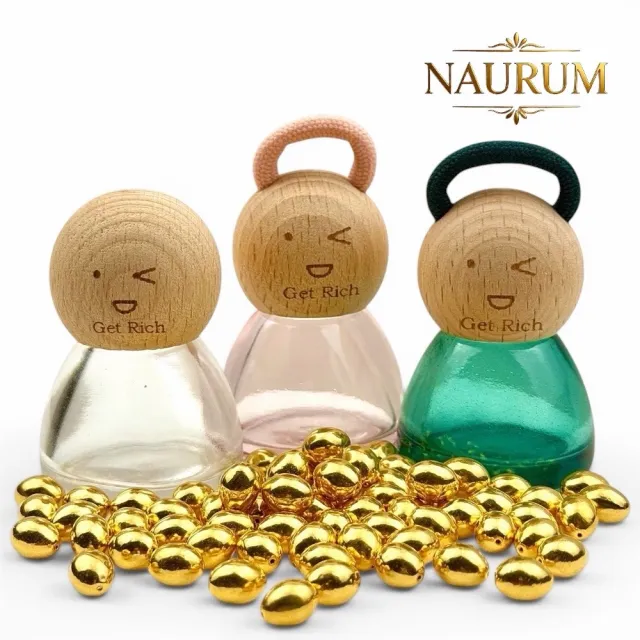 (NAURUM)黃金金豆黃金金蛋0.05錢3入組附贈精美萌萌公仔收納瓶(顏色隨機）