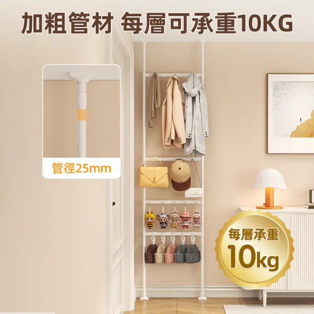 【慢慢家居】免打孔頂天立地超薄門後衣帽架-52面寬  贈掛勾x20+夾子x5 (掛衣架 置物架 鐵製)