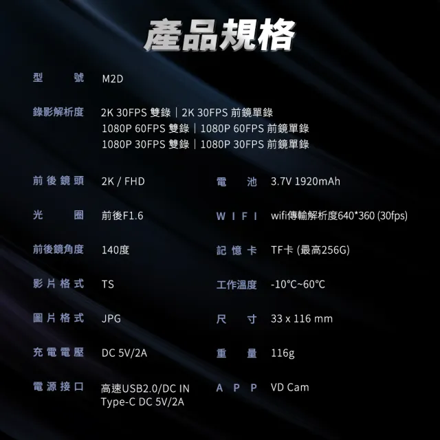 【Philo 飛樂】2k前後雙錄機車行車紀錄器M2D SONY星光級鏡頭+聯詠晶片(贈64G/wifi/安全帽行車記錄器)