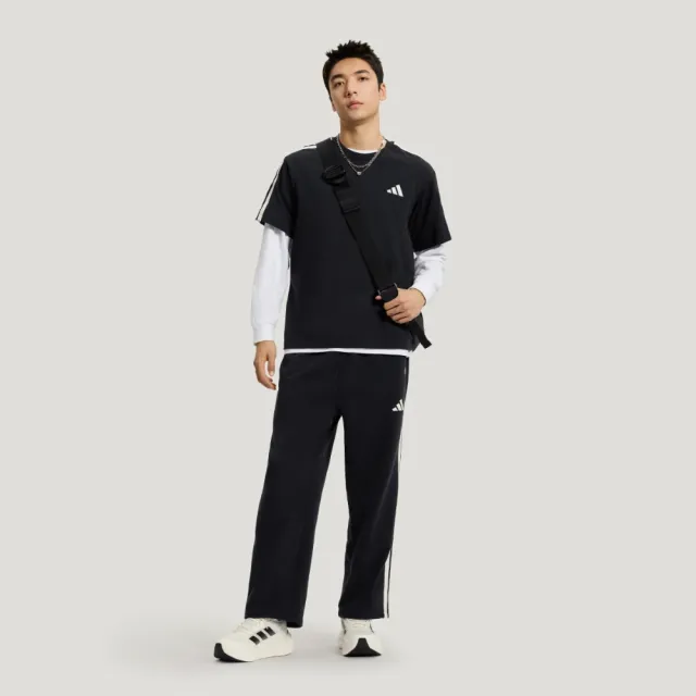 【adidas 愛迪達】短袖上衣 男 寬鬆版型 亞規 ST 3ST SS TEE 黑 KR2490(S3399)