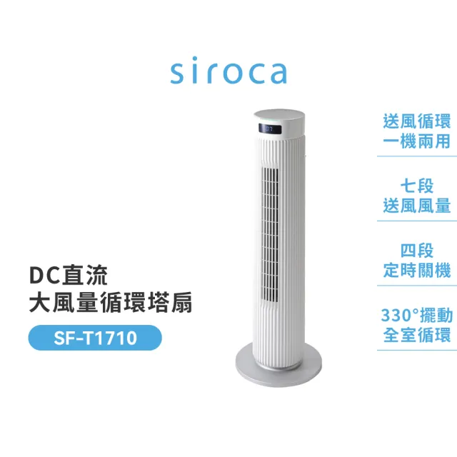 【Siroca】官方直營 自動研磨咖啡機(A1210白)+DC直流大風量循環塔扇(SF-T1710)