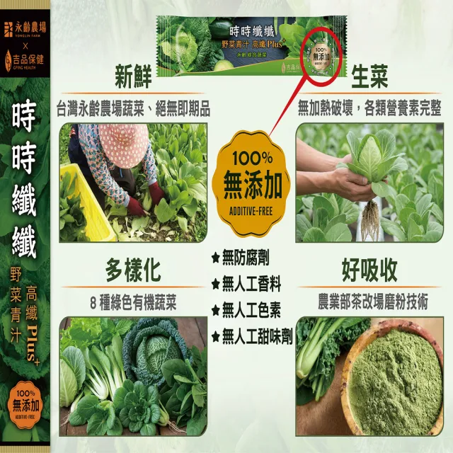 【吉品保健】永齡農場郭台銘總裁贈送總統的禮物-時時纖纖8菜8纖*1盒(14條/盒 青汁 膳食纖維 全素