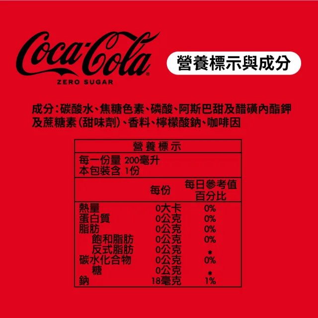 【可口可樂】無糖零卡迷你罐200ml x24入/箱