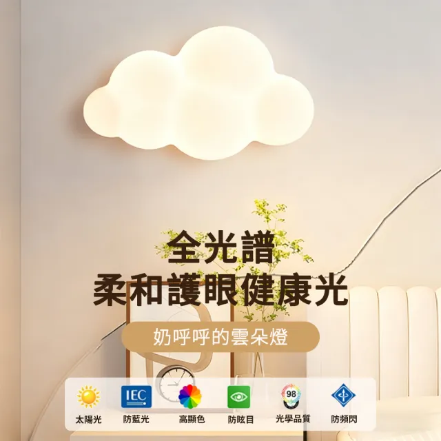雲朵壁燈 背景墻燈 奶油風 臥室客廳 溫馨創意 LED護眼床頭燈 WJJ